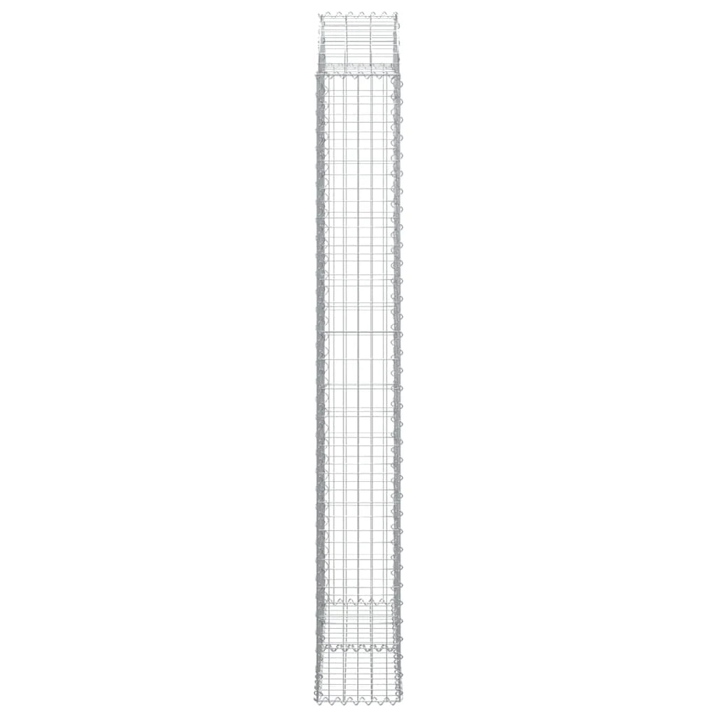 Cesto gabbione recinzione a gabbia muro di contenimento ad arco 100 x 30 x 220/240 cm ferro zincato argento 02_0039956