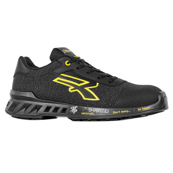 U-power FRANK S ESD Red Leve Scarpe Antinfortunistiche Basse S1P SRC ESD Puntale Alluminio Suola PU Ultraleggera colore Nero Giallo