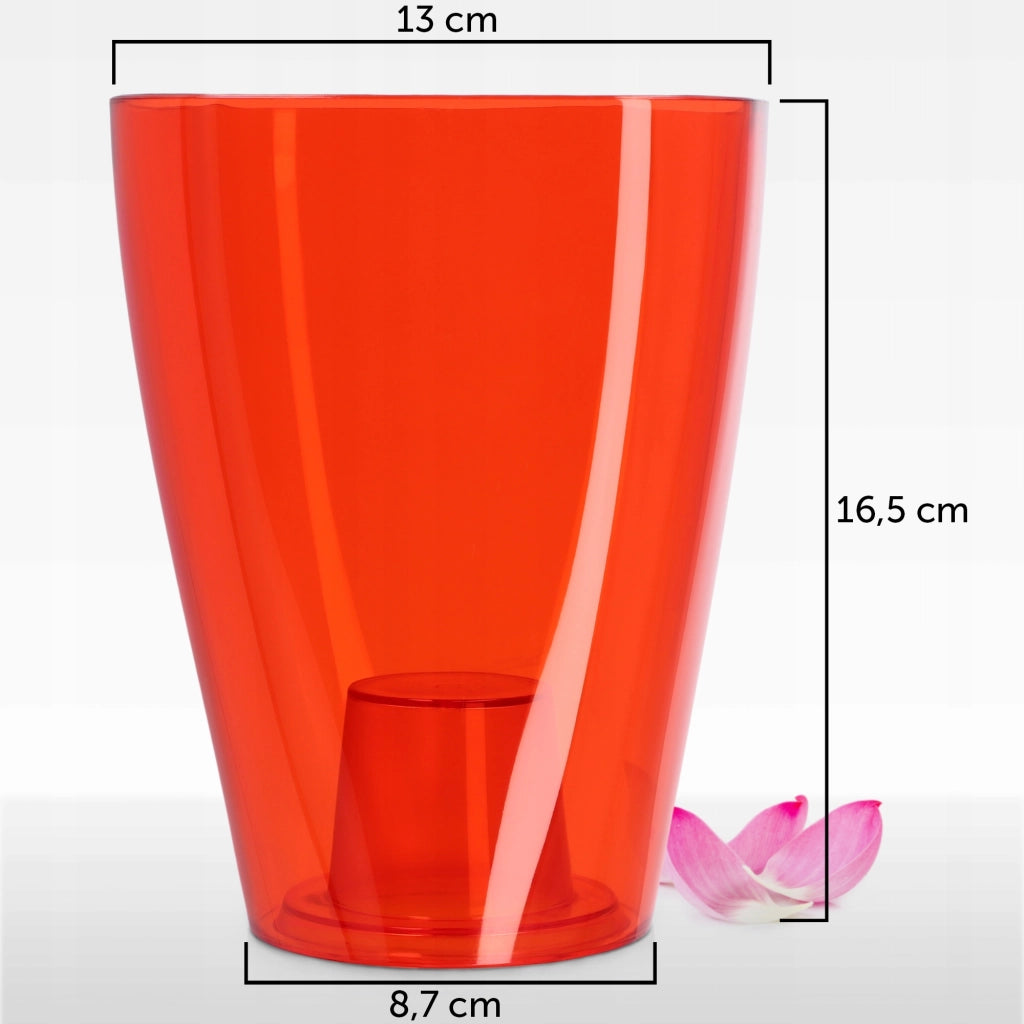 Vaso da fiori KADAX per orchidee, in plastica, rosso, resistente, 13 cm