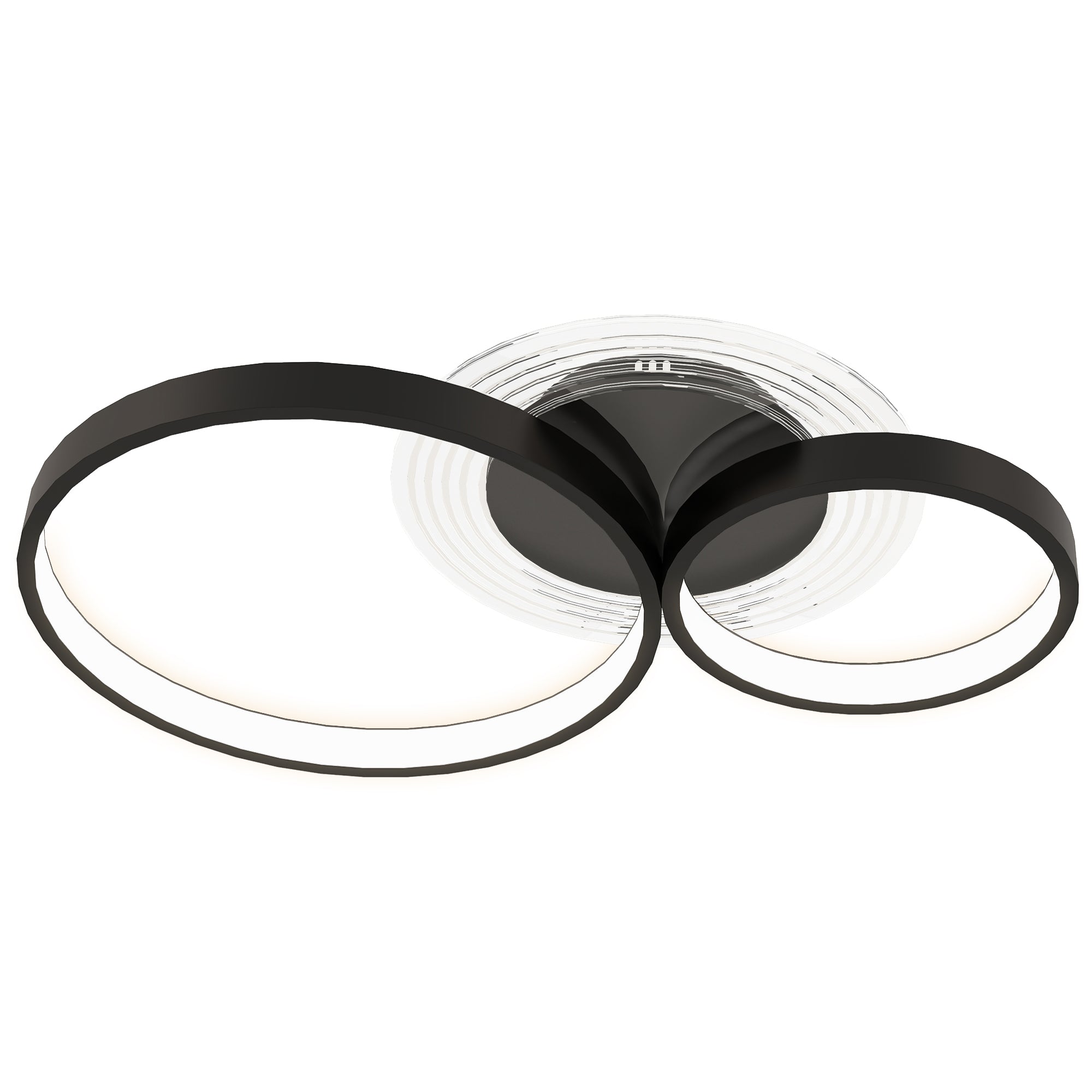 Plafoniera LED Moderna a 3 Anelli 59x8x7,4 cm Potenza 40W in Alluminio e Acrilico Nero