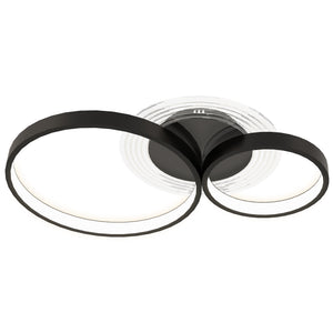 Plafoniera LED Moderna a 3 Anelli 59x8x7,4 cm Potenza 40W in Alluminio e Acrilico Nero