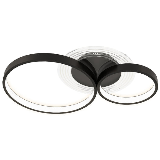 Plafoniera LED Moderna a 3 Anelli 59x8x7,4 cm Potenza 40W in Alluminio e Acrilico Nero