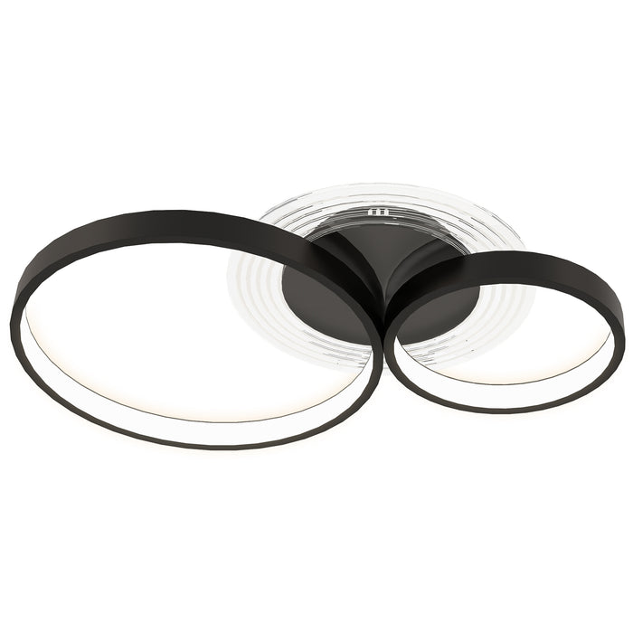 Plafoniera LED Moderna a 3 Anelli 59x8x7,4 cm Potenza 40W in Alluminio e Acrilico Nero