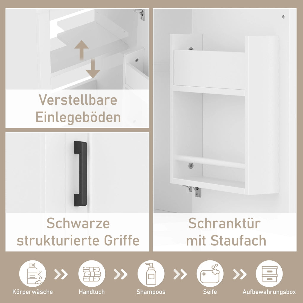 Mobile bagno freestanding con lavabo integrato e ripiani regolabili