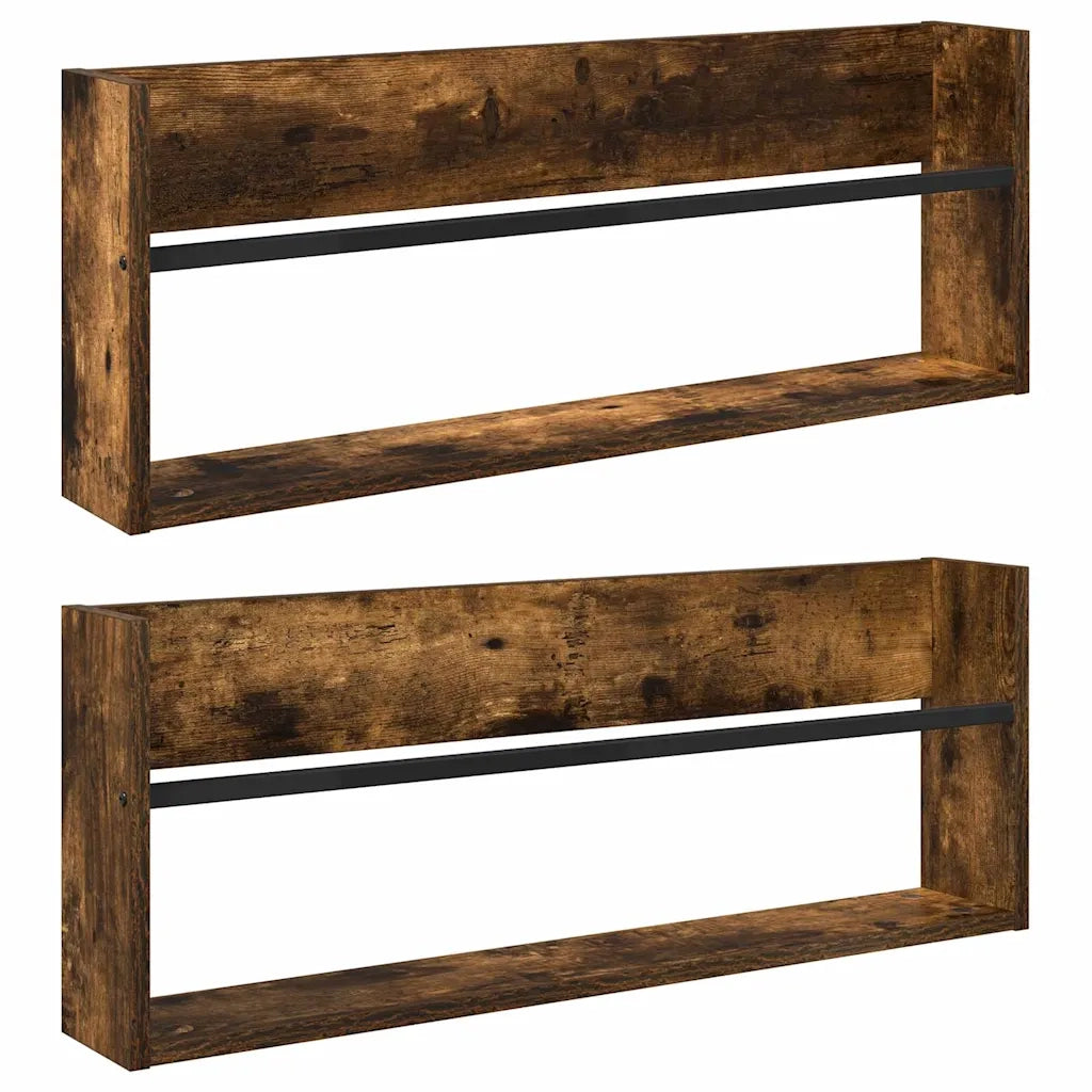 Scaffale per riviste 2 pcs Rovere fumé 80 x 12 x 30 cm