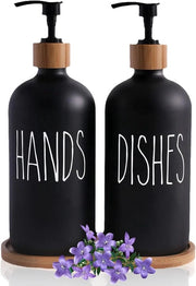 Set di 2 dispenser di sapone - nero lucido - 500 ml - 2 pezzi