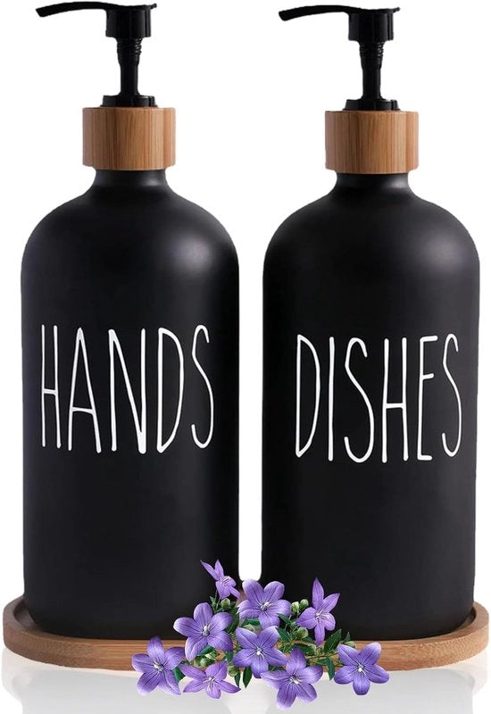 Set di 2 dispenser di sapone - nero lucido - 500 ml - 2 pezzi