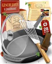 Grill pan in ghisa - ideale per la grigliata - 1 pezzo - nero - ghisa - 28 cm