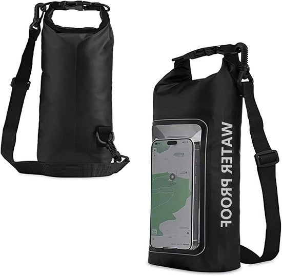 Zak da Bagno 2 Litri - Borsa da Spalle Esterna - Tasca in PVC Transparente - Impermeabile - Inclusa Supporto per Smartphone