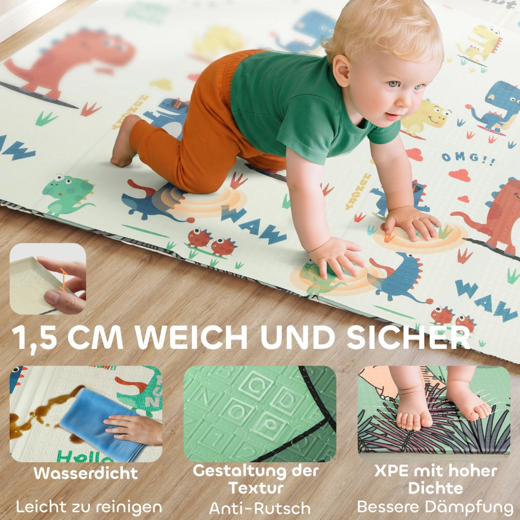 Tappeto gioco per bambini 196x176x1.5 cm ¨C zephmum ¨C pieghevole doppia faccia multicolore