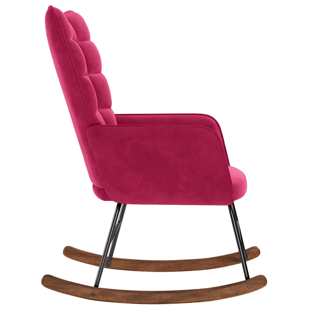 Sedia a Dondolo Rosso Vino in Velluto 4016837