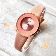 Trade Shop - Orologio Da Polso Zcc Analogico Elegante Casual Moda Con Cinturino In Pelle Rosa -