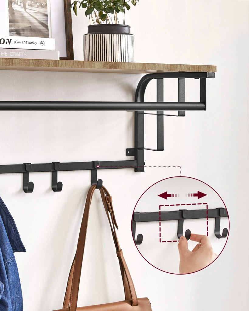 Mensola da parete Valora con ganci - Rovere Sonoma con cornice nera