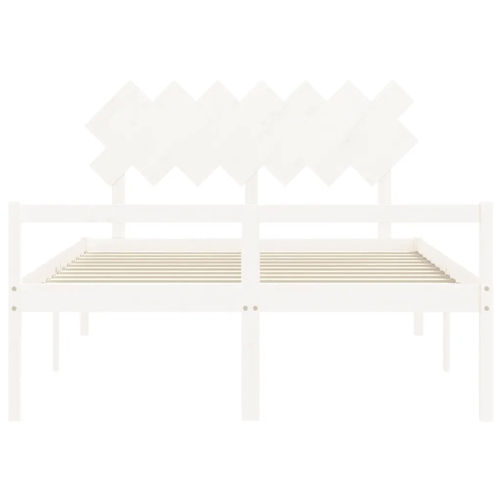 Letto matrimoniale | Letto per adulti | Letto per Anziani con Testiera Bianco 140x200 cm Legno Massello