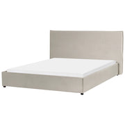 Letto con rivestimento in velluto tortora UE King Size 160x200cm Grande testata classica contenitore Doghe in legno