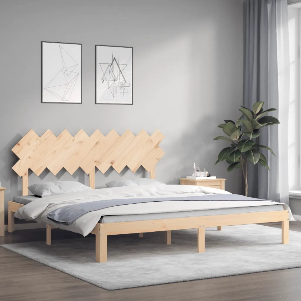 Letto matrimoniale | Letto per adulti | Giroletto con Testiera Super King Size in Legno Massello