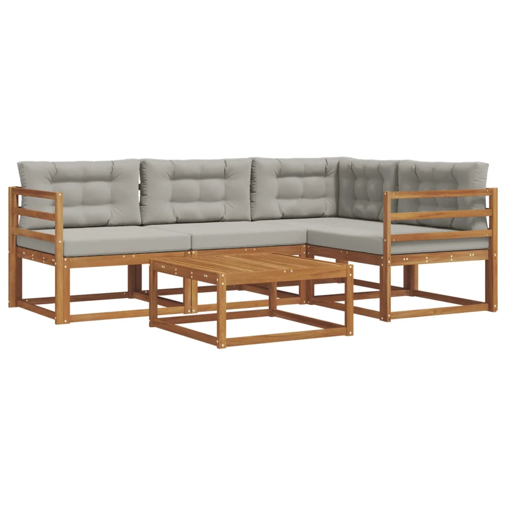 Set di divani da esterno 5 pcs Grigio Naturale e Chiaro 3367529