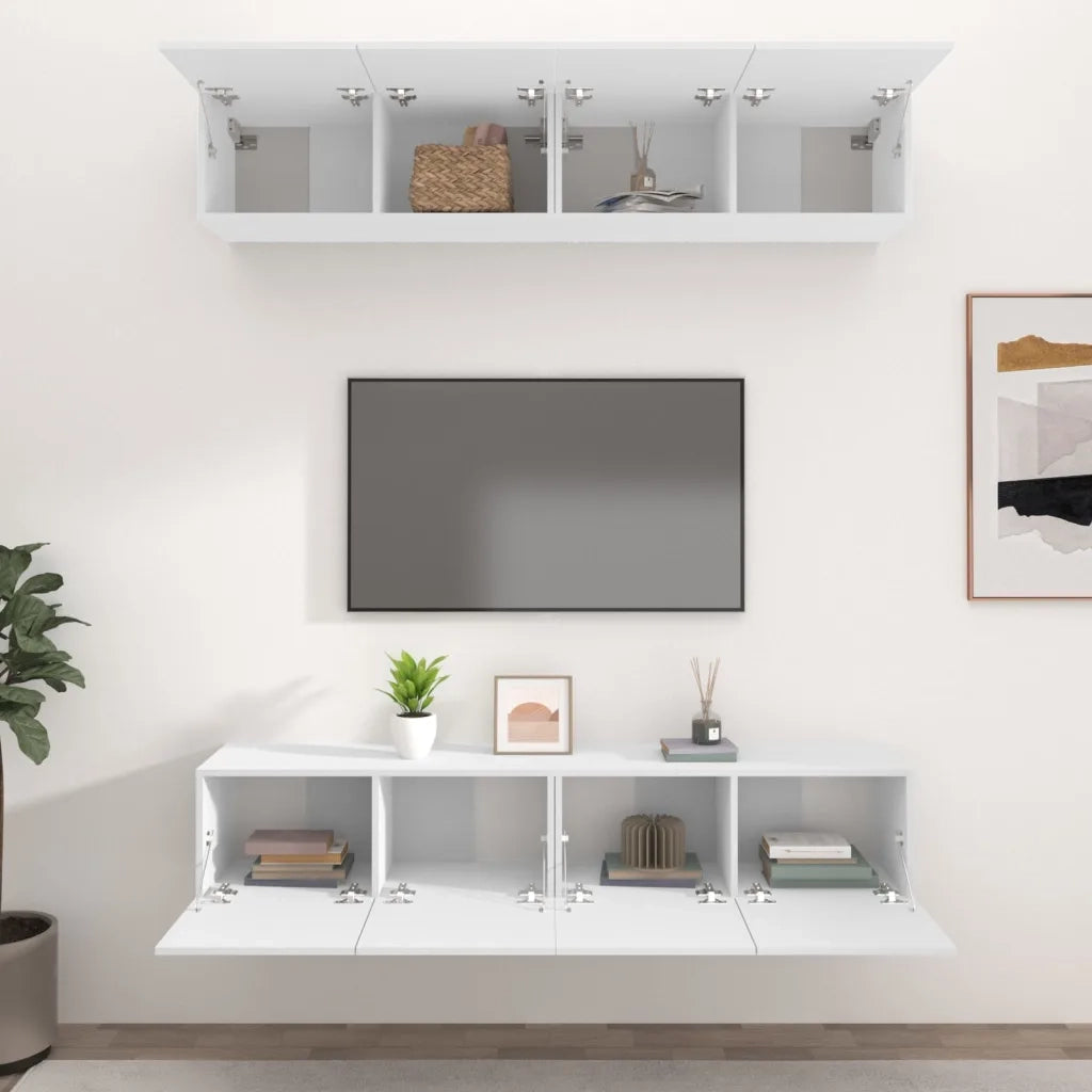 Mobili TV 4 pz Bianchi 80x30x30 cm in Legno Multistrato 3114182