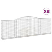 Set di 8 gabbioni ad arco per recinzioni a gabbia e muri di contenimento 400 x 30 x 120/140 cm ferro zincato argento 02_0041207