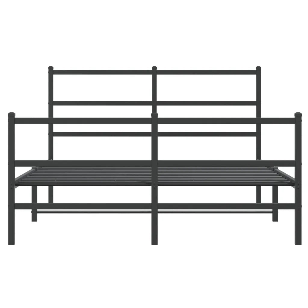 Giroletto con Testiera e Pediera-Struttura Letto Metallo Nero 135x190 cm 863480