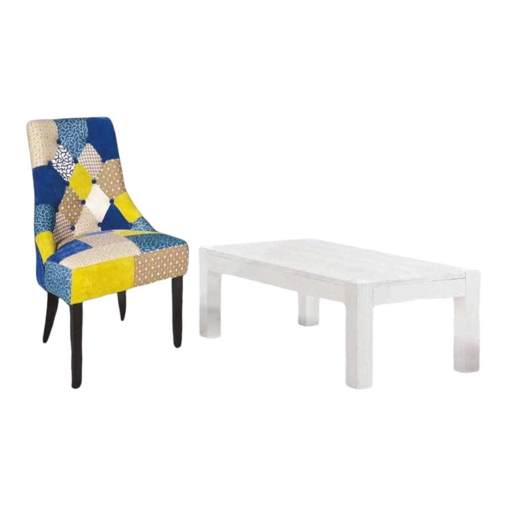 Tavolino salotto rettangolare legno abete bianco spazzolato 120x60x40 (651) - Mobili 2G
