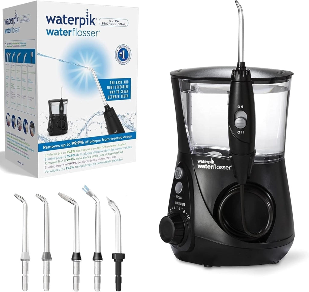 Idropulsore Dentale Ultra Professional con 6 Testine e Sistema Avanzato di Controllo della Pressione con 10 Impostazioni, Strumento di Rimozione della Placca Dentale, Bianco (WP-660EU)