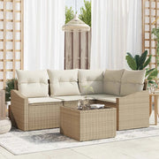 Set di divani con cuscino 5 pcs Beige polyrattan