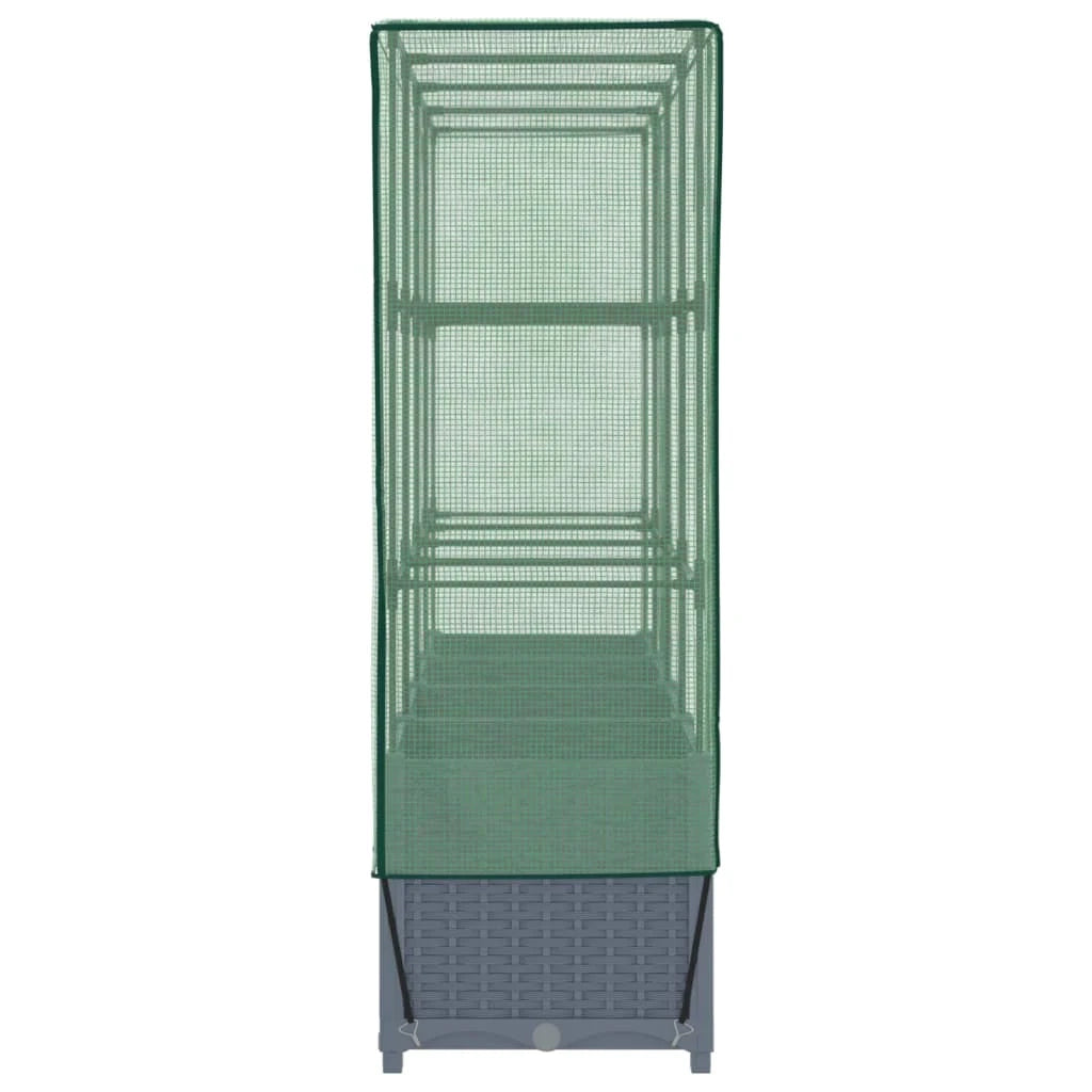 Aiuola rialzata/fioriera con copertura effetto rattan 160 x 40 x 138 cm blu/grigio 02_0038753