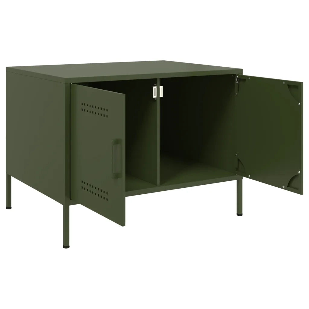 vidaXL Tavolino da Salotto Verde Oliva 68x50x50,5 cm in Acciaio