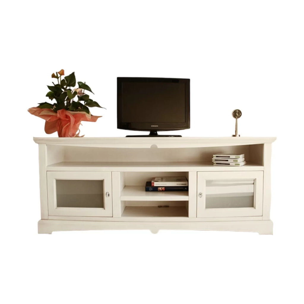 Mobile porta tv goccia 170*46*69h, legno, avorio patinato arte povera (349) - Mobili 2G
