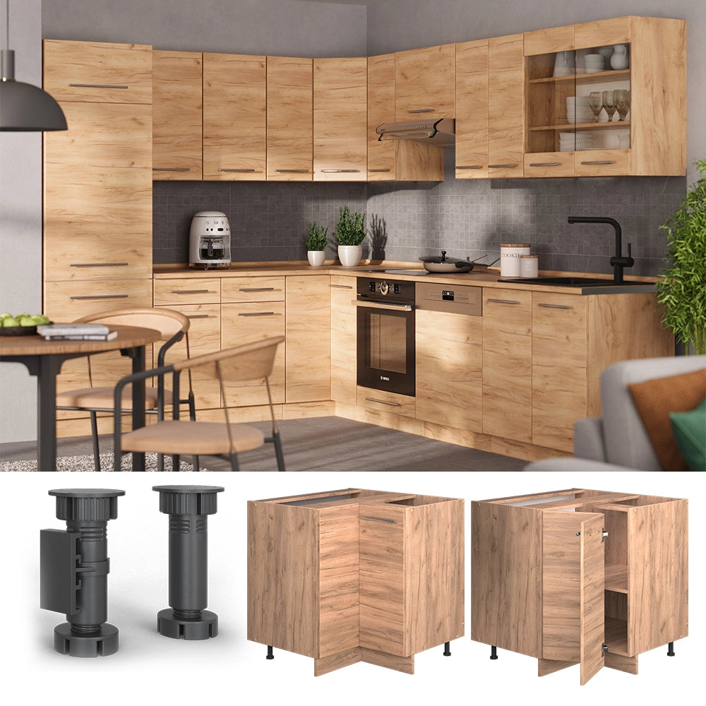 Vicco Mobile ad angolo cucina Quercia dorata 80.5 cm , PL Antracite
