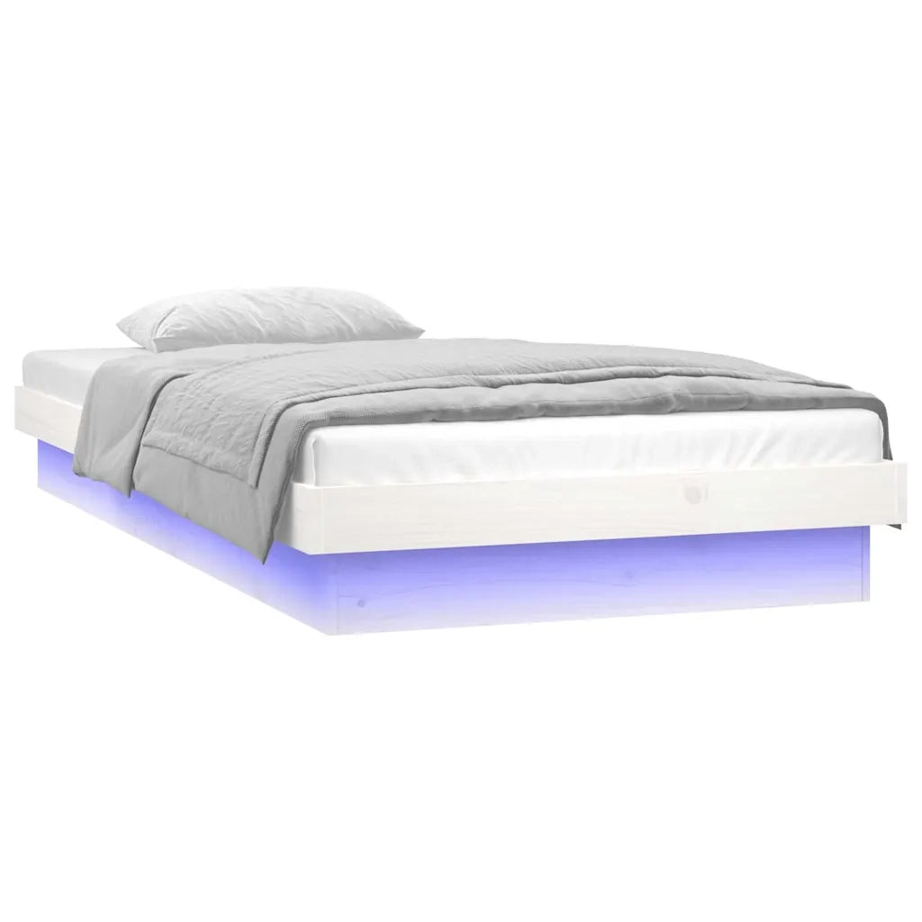 Giroletto LED-Struttura Letto con LED Bianco 75x190 cm Small Single Legno Massello 267769