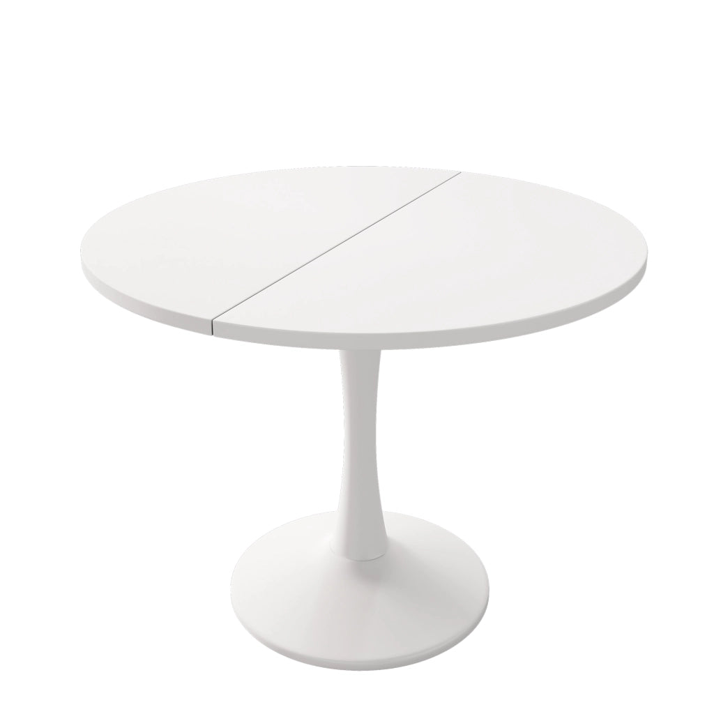 Tavolo da pranzo allungabile ovale in MDF bianco per cucina e soggiorno dal design moderno e salvaspazio