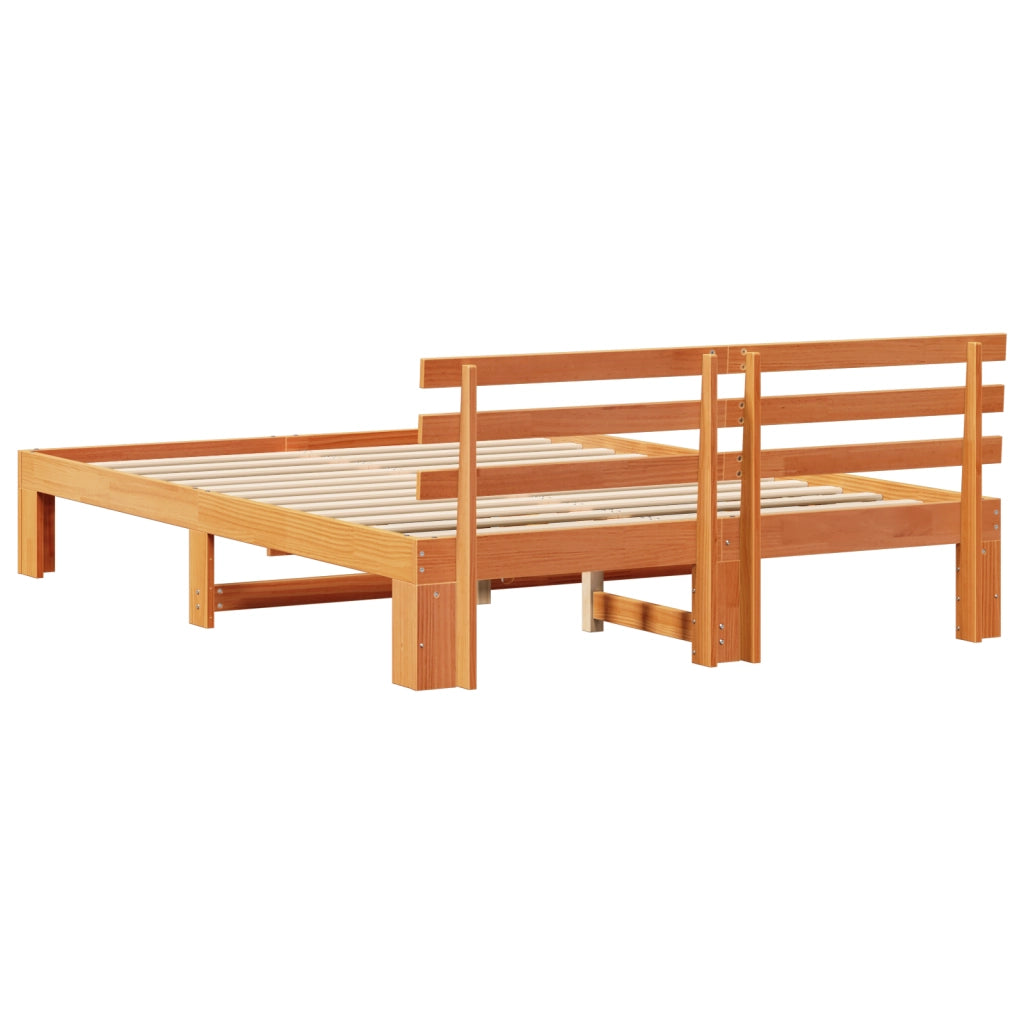 Struttura Letto in Legno Marrone Cerato Legno Massello 160 x 200 cm