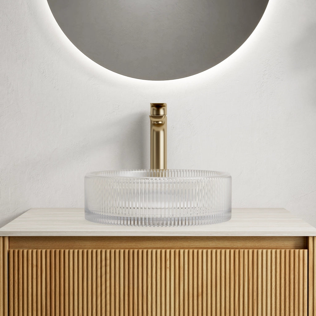 Lavabo Rotondo in Vetro Cristallo ¨C MINIMAL ¨C Trasparente 36cm