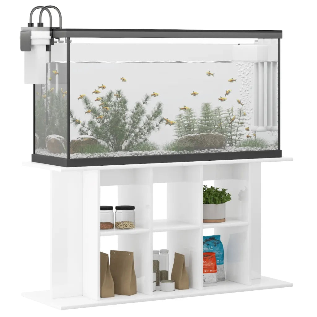 Supporto Acquario 120x40x60 cm Legno Multistrato Bianco Lucido CFW6697034