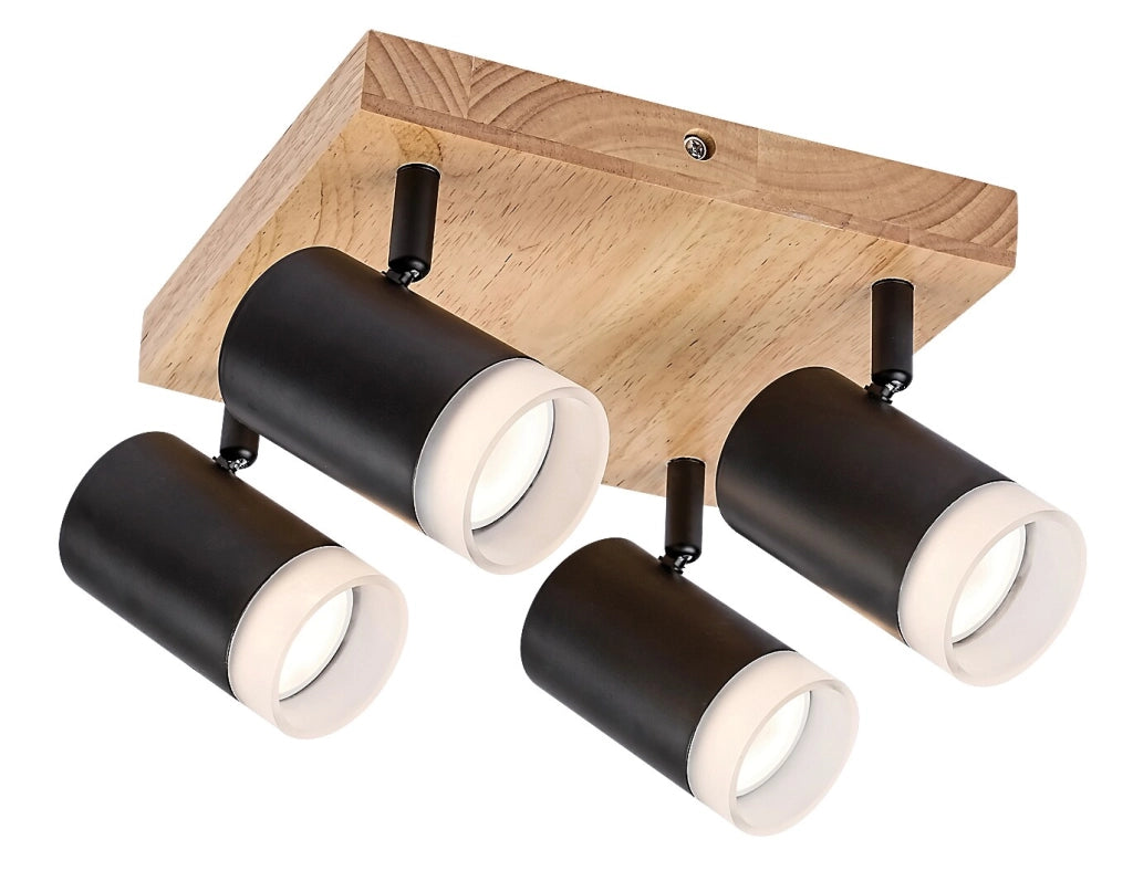 Spot plafoniera orientabile Toras rovere/nero 4xGU10 Rabalux