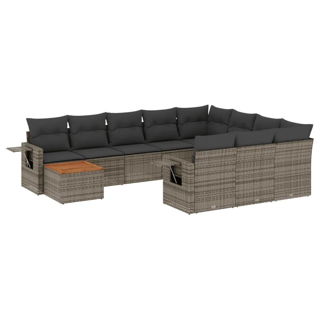 Set Divani da Giardino 11 pz con Cuscini in Polyrattan Grigio 3224751