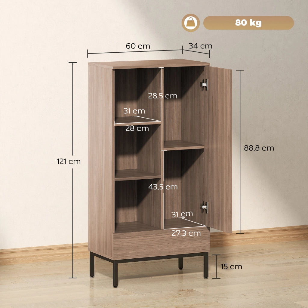 Cassettiera con ante, cassetti e ripiani regolabili ¨C zephmum ¨C Grigio
