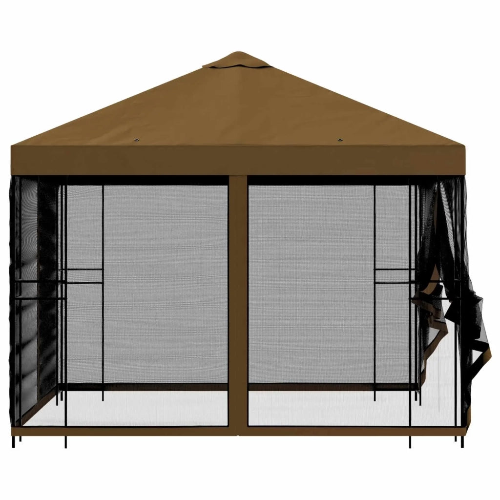 Gazebo da giardino con pareti laterali 3 x 3 m Tortora 900342