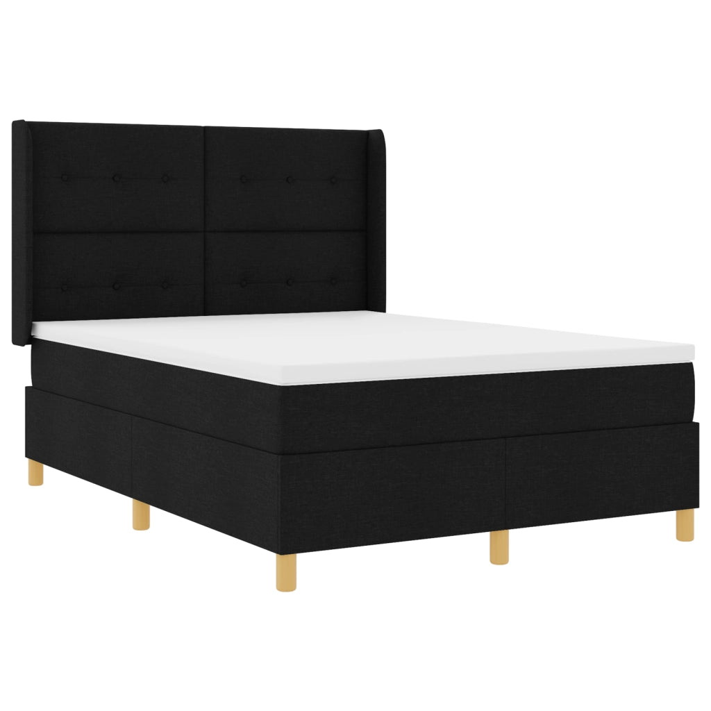 Letto a doghe con Materasso e LED Nero 140x200 cm Tessuto