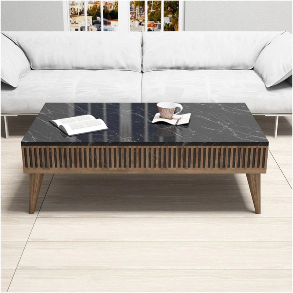 Canazei, Tavolino da Salotto un Vano, 60x105x34.6h cm Marrone Noce