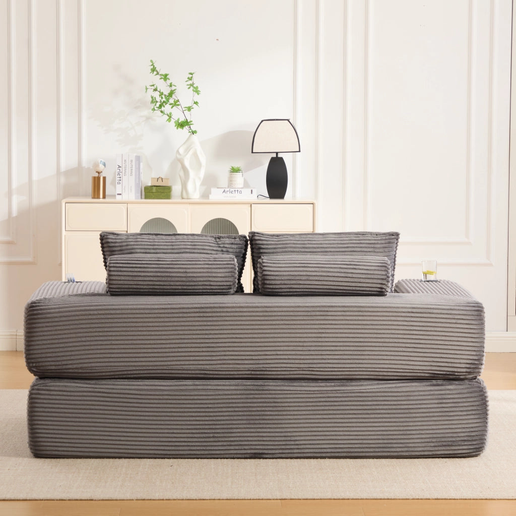 DIVANO Letto pieghevole 180x98x80 cm in corduroy Grigio scuro
