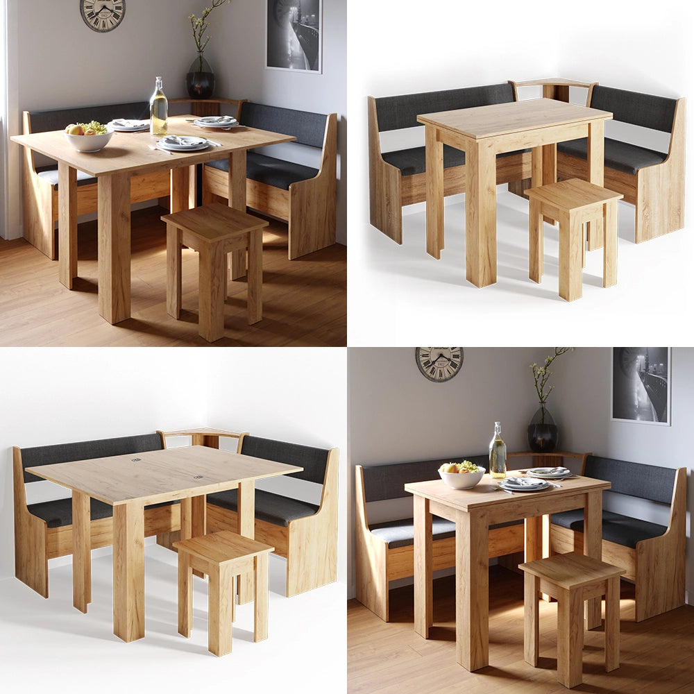 Vicco Gruppo panca ad angolo Quercia dorata 150 x 41.5 cm con tavolo