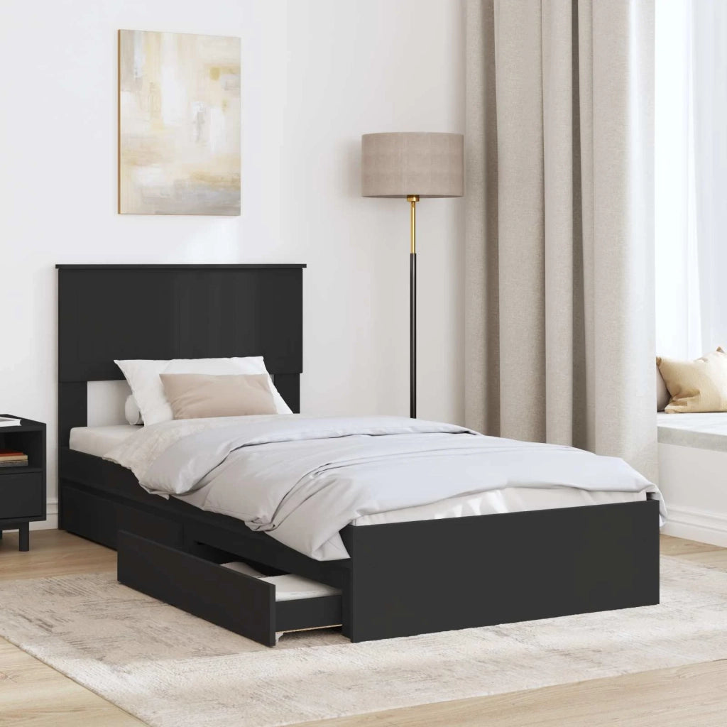 Letto con Contenitore Nero 90 x 190 cm Legno multistrato 3410841