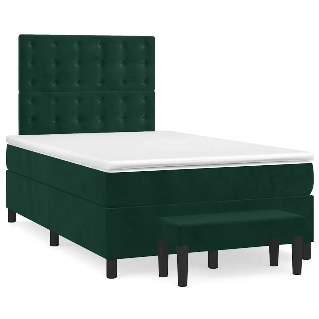 Giroletto a Molle con Materasso Verde Scuro 120x190 cm Velluto