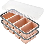 Forme per gelatina in silicone, capacità 1/2 tazza, con coperchio, adatta per la preparazione delle pietanze, il congelamento delle zuppe, salse e brodi, forma per cubetti di ghiaccio grande - set a due pezzi