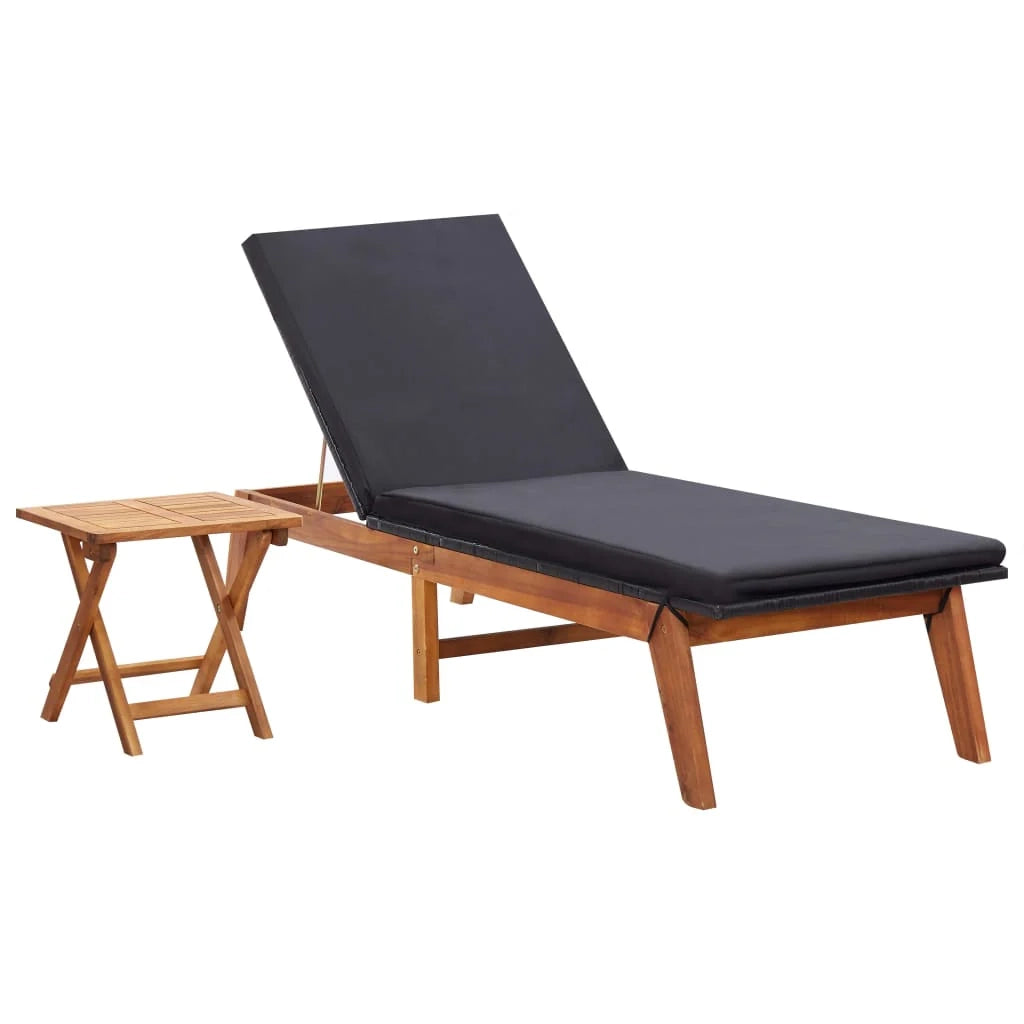 Lettino prendisole sdraio lettino da giardino mobili da esterno per patio con tavolo resina intrecciata e legno massello di acacia 02_0012690