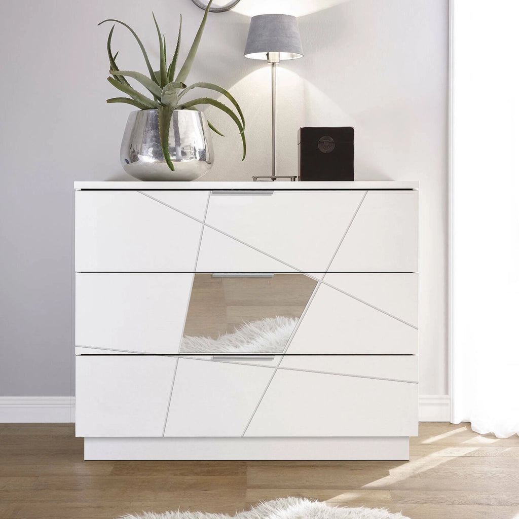 Cassettiera Nilam, Settimino multiuso, Comò camera da letto, Mobile con cassetti, Made in Italy, 104x45 h85 cm, Bianco
