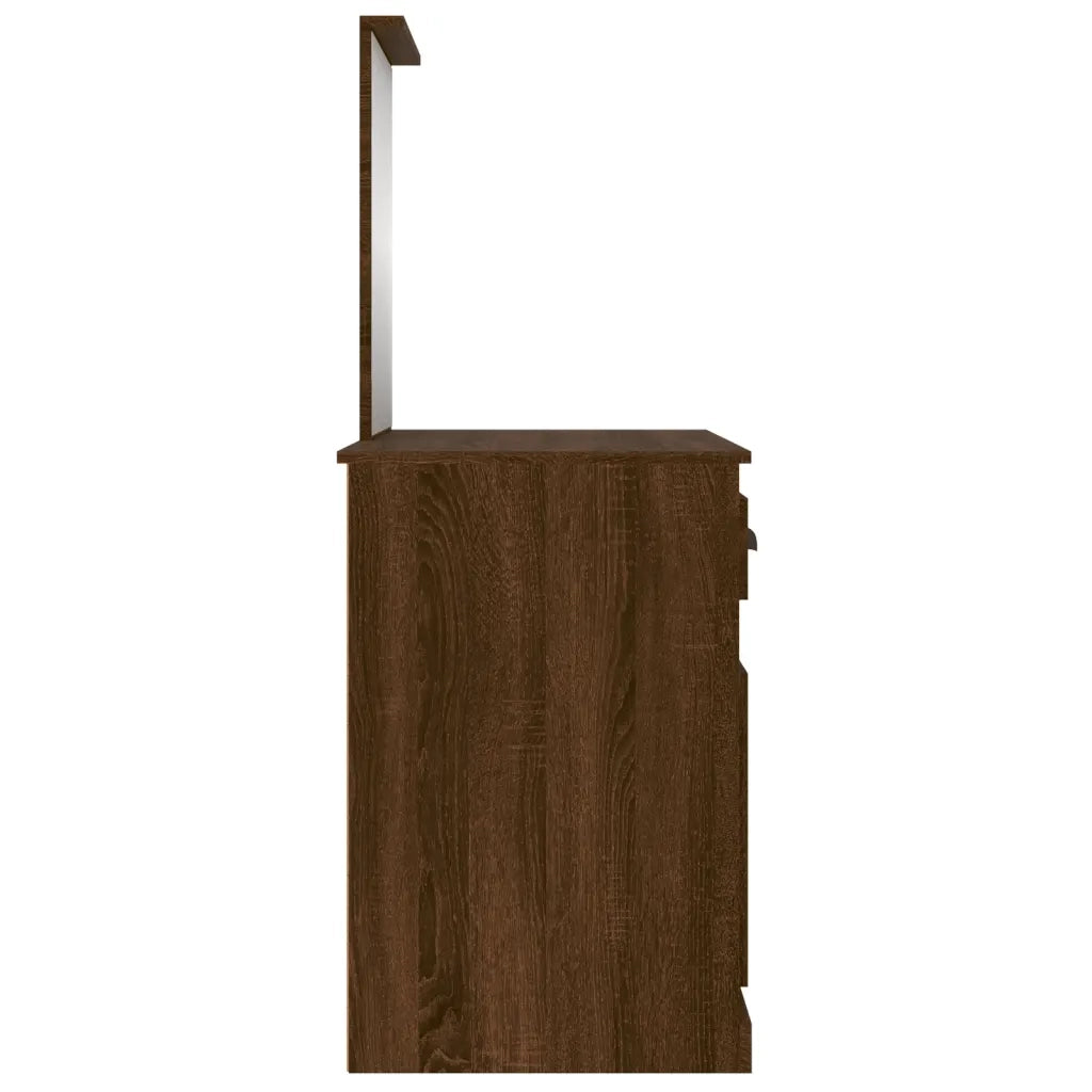 Toeletta Specchio-Tavolo da Vanit¨¤ Rovere Marrone 90x50x132,5 Legno Multistrato